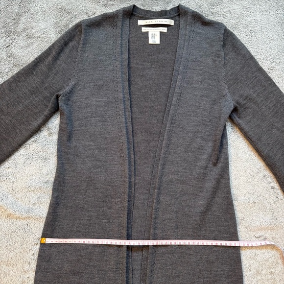 Max Studio 100% Extra Fine Merino Wool Duster Cardigan - Grey/Gray XS fits S too - Picture 6 of 14